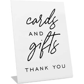Cards And Gifts Event Sign / 6" x 8" Plastic Pedestal Wedding Sign / Classic Black And White Thank You Cards And Presents Table Top Sign / Made In The USA