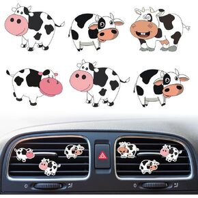 6 Pcs Cow Print Air Vent Clips, Cute Cow Car Air Fresheners Vent Clips Funny Car Decoration Car Interior Decor Car Accessories for Women Men