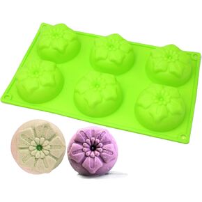 X-Haibei Narcissus Star Flower Round Soap Silicone Mold Cake Chocolate Jelly Bath Bomb Making Supplies Dia. 3inch