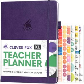 Clever Fox Teacher Planner – School Year Planner with Calendars & Lesson Plans – Teacher Plan Book for Classroom & Homeschool Organization - Undated, 7x10″, Hardcover (Purple)