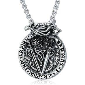 KXJ Dragon Gifts for Men 925 Sterling Silver Viking Dragon/Yin Yang/Celtic Dragon Necklace Oxidized Medallion Norse Pagan Jewelry Amulet Dragon Jewelry Gifts for Men Women Boyfriend Husband Brother Birthday Anniversary Valentines Day