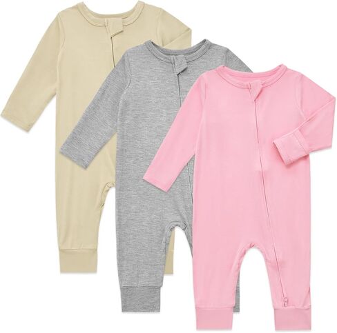 Aablexema Baby Footless Pajamas Rayon 3pcs Unisex Infant Zipper Romper with Mitten Cuffs Sleep Play PJs in Saudi Arabia