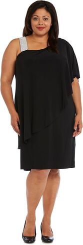 R&M Richards Womens Plus One Shoulder Embellished Cocktail and Party Dress in Saudi Arabia