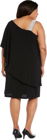 R&M Richards Womens Plus One Shoulder Embellished Cocktail and Party Dress in Saudi Arabia