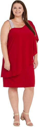 R&M Richards Womens Plus One Shoulder Embellished Cocktail and Party Dress in Saudi Arabia