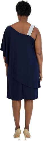 R&M Richards Womens Plus One Shoulder Embellished Cocktail and Party Dress in Saudi Arabia