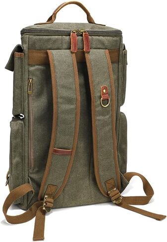 peacechaos Men's Waterproof Canvas Laptop Backpack Rucksack Travel Hiking Outdoor Sports Bag (Army Green) in Saudi Arabia