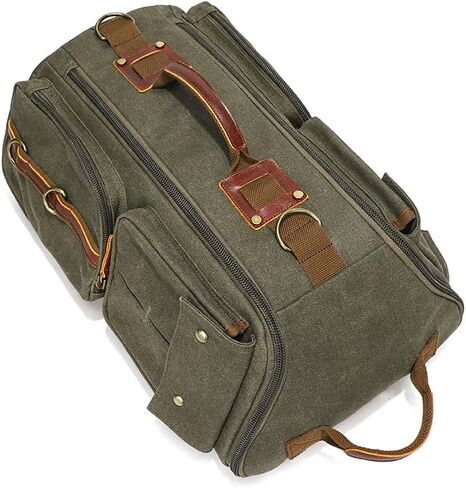 peacechaos Men's Waterproof Canvas Laptop Backpack Rucksack Travel Hiking Outdoor Sports Bag (Army Green) in Saudi Arabia