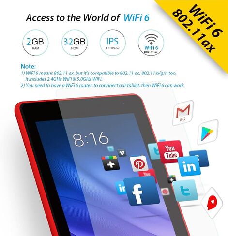 EGOTEK [UPDATED] 7 Inch WiFi Tablet, Android 10 GMS Certified OS, 2.5D Glass Touch Screen, Support WiFi 6 802.11 ax,1.5GHz Quad Core, 2GB+32GB, Fast speed, Long Life Battery, Free Leather Case(Black) in Saudi Arabia