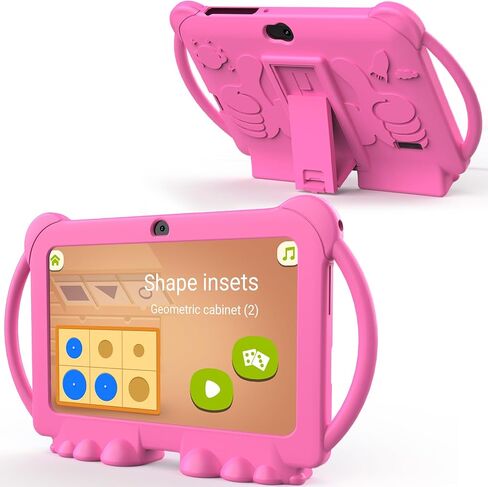Kids Tablet, 7 inch Android Tablet for Kids, 4GB RAM 32GB ROM 1TB Expand, Toddler Tablets with Parental Control, IPS Screen, Dual Camera, Educational, Games, Shockproof Case for Boys/Girls (Pink) in Kuwait