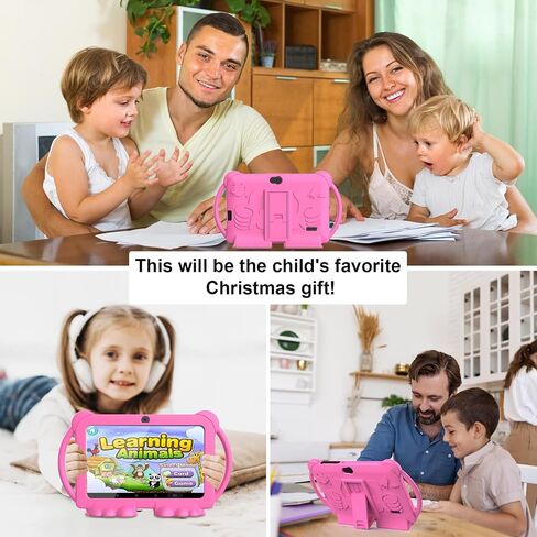 Kids Tablet, 7 inch Android Tablet for Kids, 4GB RAM 32GB ROM 1TB Expand, Toddler Tablets with Parental Control, IPS Screen, Dual Camera, Educational, Games, Shockproof Case for Boys/Girls (Pink) in Kuwait