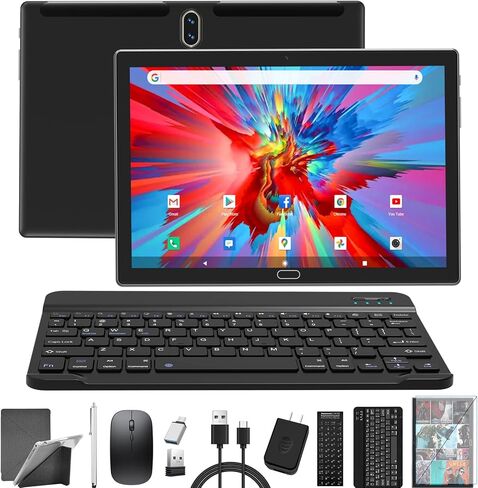 ZONKO Tablet 10 inch 4G Cellular Tablet PC with Dual Sim Card Slot, 4GB+64GB Storage(512GB Expand), Tablet with Keyboard Mouse Stylus, Octa-Core Processor,13MP Camera, WiFi, GPS(Black) in Kuwait