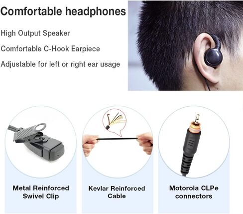 سماعة أذن لاسلكية على شكل C متوافقة مع Motorola CLPe 2 Way Radio سلك واحد سماعة أذن بخطاف 3.5 مم 1 دبوس سماعة راديو ثنائية الاتجاه مع ميكروفون PTT in Kuwait
