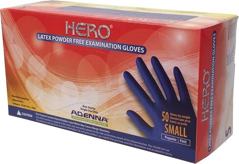 Adenna HER008 Hero 14 mil Powder-Free Latex Gloves, Extended Cuff, Medical Grade, Blue, X-Large, Box of 50 in Saudi Arabia