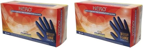 Adenna HER008 Hero 14 mil Powder-Free Latex Gloves, Extended Cuff, Medical Grade, Blue, X-Large, Box of 50 in Saudi Arabia