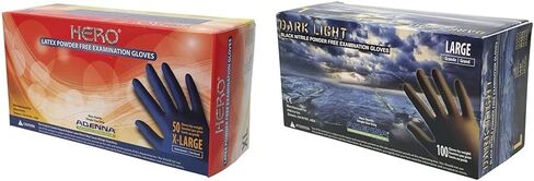 قفازات Adenna HER008 Hero 14 مل خالية من البودرة، أساور ممتدة، درجة طبية، أزرق، كبير جدًا، صندوق من 50 قطعة in Kuwait