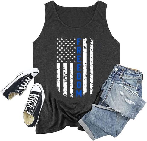 Plus Size 4th of July Independence Day Tank Tops for Women Summer American Flag Graphic Printed Tees Sleeveless Patriotic Top in Saudi Arabia
