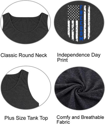 Plus Size 4th of July Independence Day Tank Tops for Women Summer American Flag Graphic Printed Tees Sleeveless Patriotic Top in Saudi Arabia