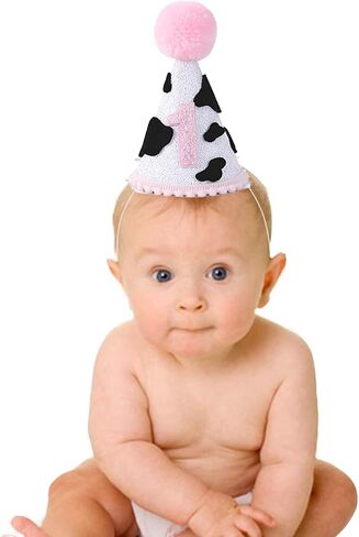 قبعة حفلات عيد الميلاد الأولى من YEH Cow، تاج حفلة عيد الميلاد الأول لديكورات الحفلات، ودعامات الصور لملابس عيد الميلاد، تاج البقرة لعيد ميلاد الطفل الأول. in Saudi Arabia