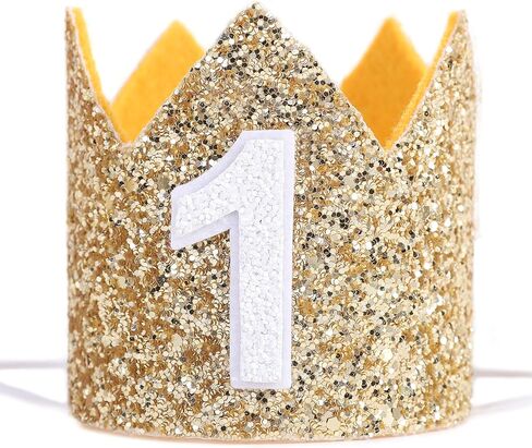 Glitter Crown for 1st Birthday - Baby First Birthday Crown, Birthday Girl Boy Gift,Photo Booth Props,1st Birthday Party Hat (Golden Crown) in Saudi Arabia