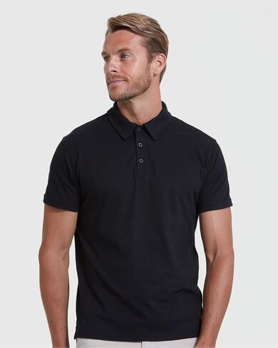 قمصان بولو كلاسيكية حقيقية للرجال، قمصان جولف ملائمة ممتازة للرجال وقمصان بولو للرجال بأكمام قصيرة باللون الأسود in Kuwait