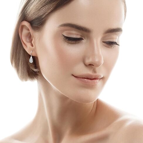 Teardrop Dangle Earrings for Women Silver Drop Earrings Cubic Zirconia Earrings Tear Drop Earrings Jewelry for Gift in Saudi Arabia