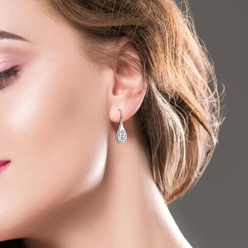 Teardrop Dangle Earrings for Women Silver Drop Earrings Cubic Zirconia Earrings Tear Drop Earrings Jewelry for Gift in Saudi Arabia
