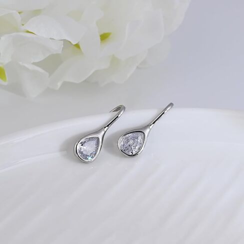 Teardrop Dangle Earrings for Women Silver Drop Earrings Cubic Zirconia Earrings Tear Drop Earrings Jewelry for Gift in Saudi Arabia