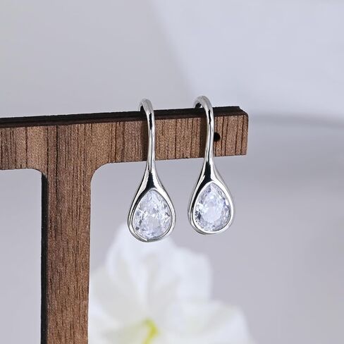 Teardrop Dangle Earrings for Women Silver Drop Earrings Cubic Zirconia Earrings Tear Drop Earrings Jewelry for Gift in Saudi Arabia