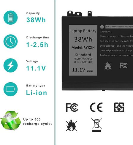 Futurebatt RYXXH 38Wh 11.1V Battery for Dell Latitude E5450 12 5000 E5250 (P25S001) 11 3150 3160 Series laptop in Saudi Arabia