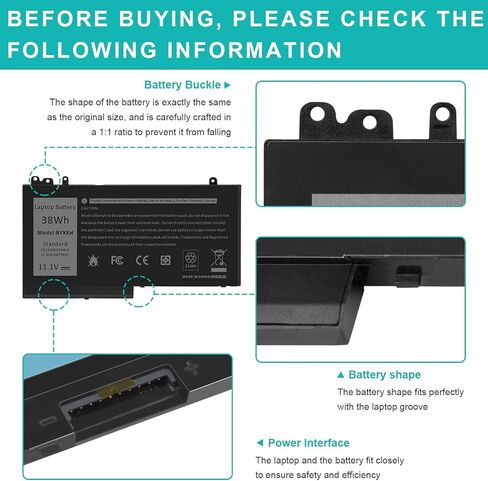 Futurebatt RYXXH 38Wh 11.1V Battery for Dell Latitude E5450 12 5000 E5250 (P25S001) 11 3150 3160 Series laptop in Saudi Arabia