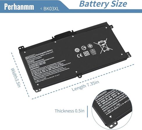 BK03XL 916811-855 بطارية ل جناح HP X360 14-ba0xx 14-ba1xx 14m-ba0xx 14m-ba1xx 14-ba253cl 14m-ba011dx 14m-ba013dx 14m-ba114dx 14m-ba015dx 14-ba125cl 14-ba153cl 14-ba051cl 14-ba175nr 916812- 855 in Kuwait