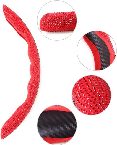 غطاء عجلة القيادة من ألياف الكربون RASTP، غطاء عجلة قيادة ABS آمن وغير قابل للانزلاق، مناسب لمعظم السيارات (أحمر) in Kuwait