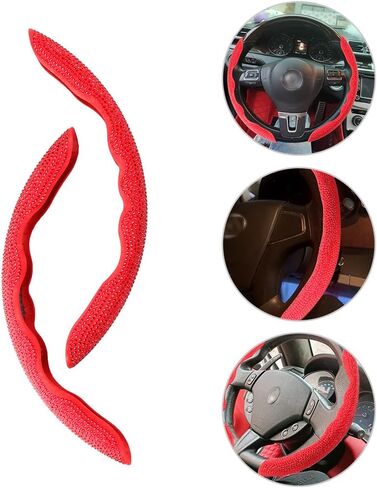 غطاء عجلة القيادة من ألياف الكربون RASTP، غطاء عجلة قيادة ABS آمن وغير قابل للانزلاق، مناسب لمعظم السيارات (أحمر) in Kuwait