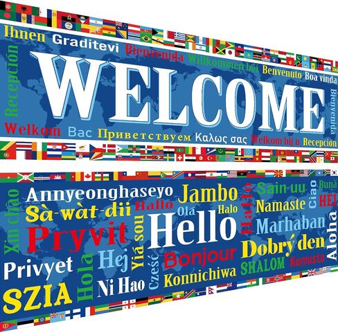 2 Pcs World Flag Posters International Welcome Banners Country Flag of Around the World Hello Paper Cutouts Classroom Decorations for Sports Events Club School Birthday Party Supplies in Saudi Arabia
