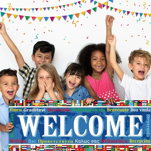 2 Pcs World Flag Posters International Welcome Banners Country Flag of Around the World Hello Paper Cutouts Classroom Decorations for Sports Events Club School Birthday Party Supplies in Saudi Arabia