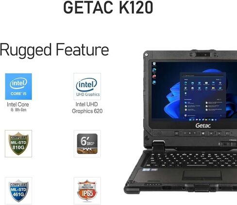 Getac K120 12.5" FHD Rugged Laptop, Touchscreen 2-in-1 Notebook, Intel Core i5-8250U, 16GB RAM, 256GB SSD, 4G LTE, Backlit Keyboard, Windows 11 Pro (Renewed) in Kuwait