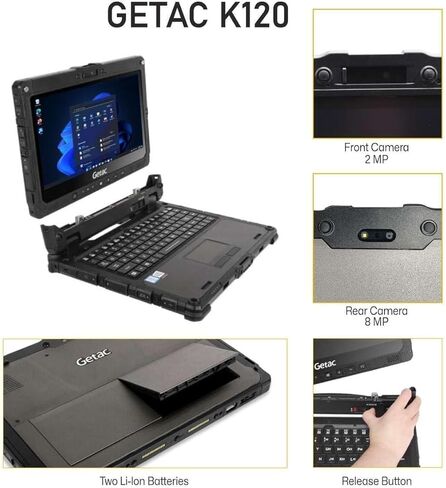 Getac K120 12.5" FHD Rugged Laptop, Touchscreen 2-in-1 Notebook, Intel Core i5-8250U, 16GB RAM, 256GB SSD, 4G LTE, Backlit Keyboard, Windows 11 Pro (Renewed) in Kuwait