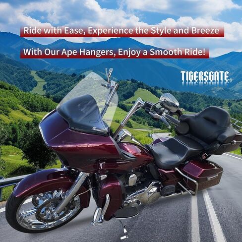 TIGERSGATE 12" Rise Pre-Wired Road Glide Handlebars Pre-Install CAN-Bus Wiring Harness & Pull Wire 1.25" Fat Meathook Ape Hangers for 2015-up Harley Road Glide Models, Chrome in Kuwait