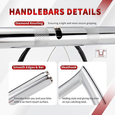 TIGERSGATE 12" Rise Pre-Wired Road Glide Handlebars Pre-Install CAN-Bus Wiring Harness & Pull Wire 1.25" Fat Meathook Ape Hangers for 2015-up Harley Road Glide Models, Chrome in Kuwait