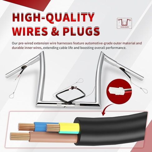 TIGERSGATE 12" Rise Pre-Wired Road Glide Handlebars Pre-Install CAN-Bus Wiring Harness & Pull Wire 1.25" Fat Meathook Ape Hangers for 2015-up Harley Road Glide Models, Chrome in Kuwait