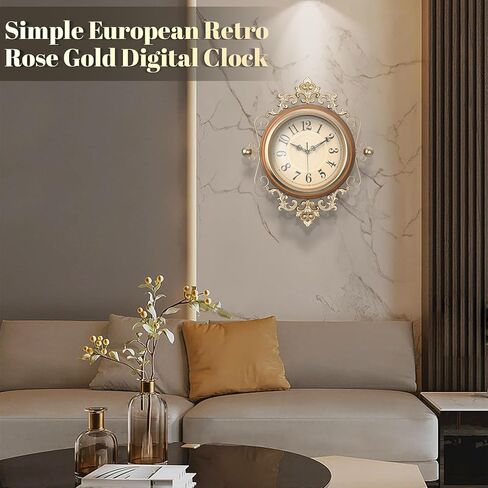 ساعات حائط كبيرة عتيقة مع غطاء زجاجي، ساعة حائط رقمية قديمة تعمل بالبطارية لغرفة المعيشة/غرفة النوم/المطبخ/المزرعة/ديكور المكتب 16 بوصة × 19 بوصة in Kuwait