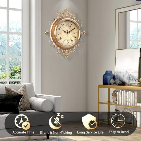 ساعات حائط كبيرة عتيقة مع غطاء زجاجي، ساعة حائط رقمية قديمة تعمل بالبطارية لغرفة المعيشة/غرفة النوم/المطبخ/المزرعة/ديكور المكتب 16 بوصة × 19 بوصة in Kuwait