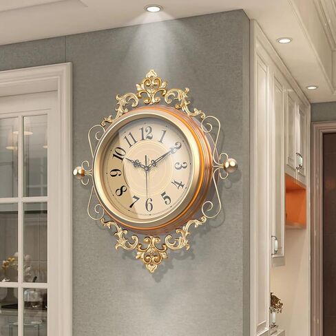 ساعات حائط كبيرة عتيقة مع غطاء زجاجي، ساعة حائط رقمية قديمة تعمل بالبطارية لغرفة المعيشة/غرفة النوم/المطبخ/المزرعة/ديكور المكتب 16 بوصة × 19 بوصة in Kuwait