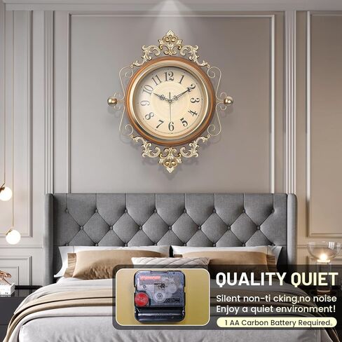 ساعات حائط كبيرة عتيقة مع غطاء زجاجي، ساعة حائط رقمية قديمة تعمل بالبطارية لغرفة المعيشة/غرفة النوم/المطبخ/المزرعة/ديكور المكتب 16 بوصة × 19 بوصة in Kuwait