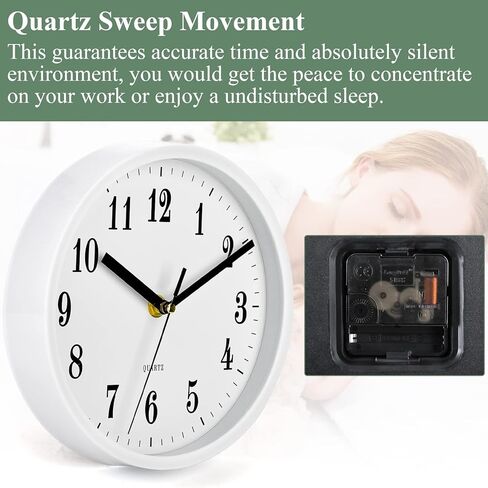 tebery 2 حزمة صامتة غير موقوتة ساعات الحائط الصغيرة البيضاء، 8 بوصة الحديثة الزخرفية التناظرية ساعة الحائط لغرفة المعيشة المنزل مكتب المدرسة in Kuwait