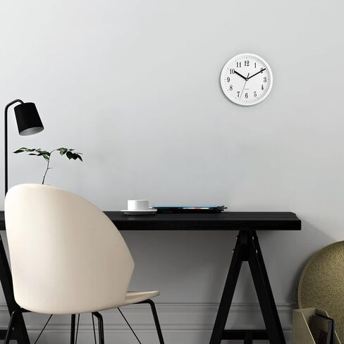 tebery 2 حزمة صامتة غير موقوتة ساعات الحائط الصغيرة البيضاء، 8 بوصة الحديثة الزخرفية التناظرية ساعة الحائط لغرفة المعيشة المنزل مكتب المدرسة in Kuwait