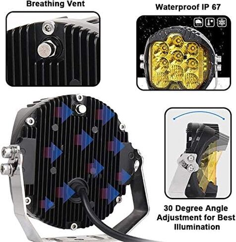 7 بوصة 90 واط العنبر الأصفر LED ضوء العمل بار الجانب مطلق النار على الطرق الوعرة القيادة ضوء بقعة الفيضانات كومبو القيادة مصباح IP67 أضواء الضباب للماء لشاحنة جيب ATV SUV سيارة قارب in Saudi Arabia