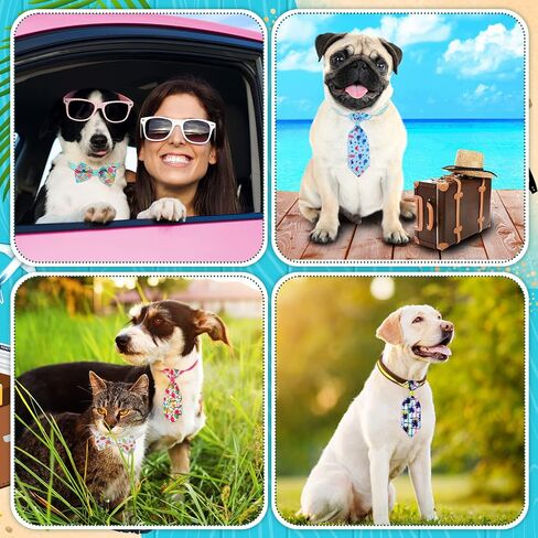 Sanwuta 200 Pcs Summer Theme Dog Bow Ties Collars Bulk Hawaiian Adjustable Dog Cat Bowties Neckties Collars Includes 100 Dog Neckties and 100 Dog Bow Ties for Small Medium Dog Cat Puppy Grooming in Saudi Arabia