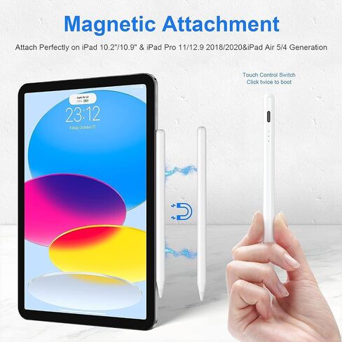 Stylus Pen for iPad 2018-2023, Palm Rejection Tilt Sensor, Magnetic Apple Pen Active Pencil Compatible with iPad Pro 11"/12.9",iPad 10/9/8/7/6,iPad Mini 5/6,iPad Air3/4/5 (Black) in Saudi Arabia